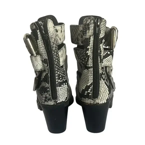 Jeffrey Campbell Caceres Buckle Snake Embossed Ankle Boots Size 6.5 - Picture 5 of 15